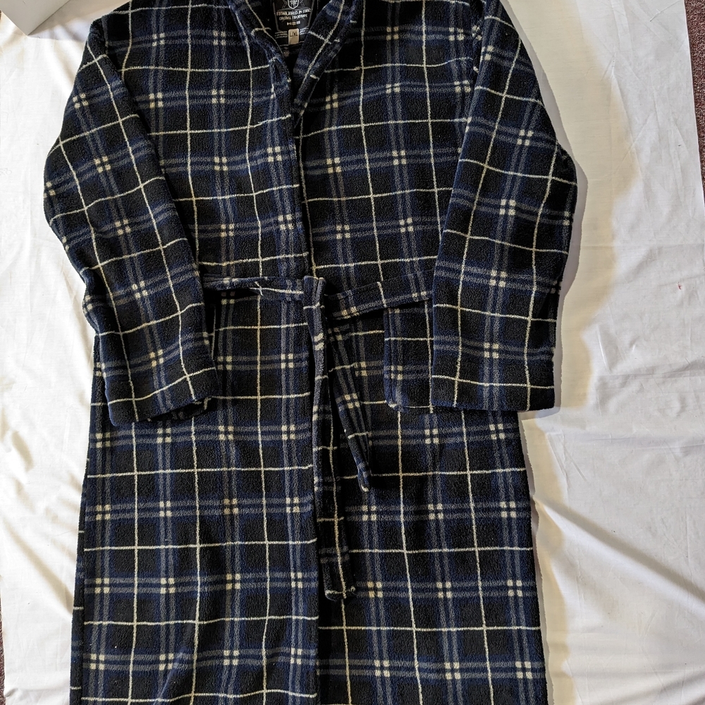 Men's housecoat North Coast L/XL belt tie closure navy/gray